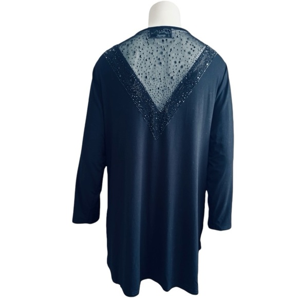 Vintage 1980 PARISLINE black asymmetrical evening cardigan sparkling studs large - Picture 7 of 11